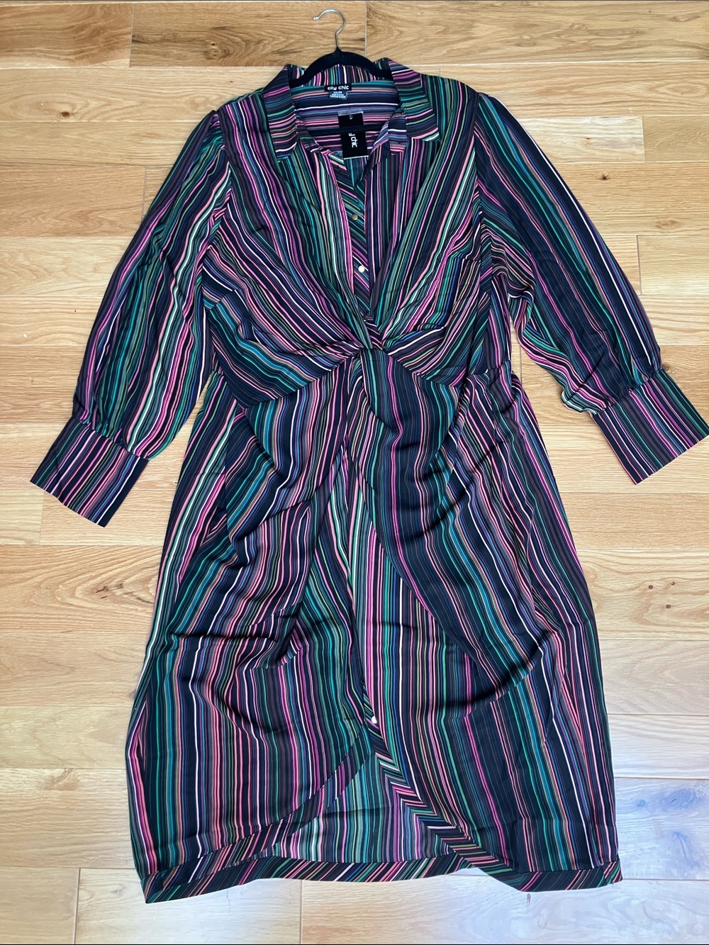 NWT City Chic Bethany Twist-Front Striped Midi Dress in Multicolor